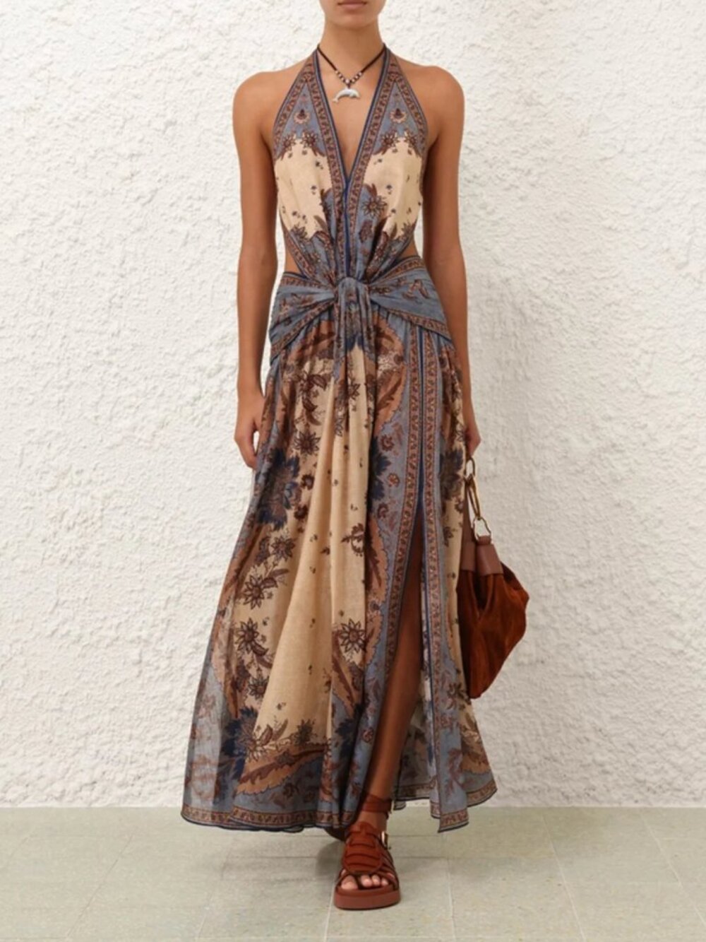 Zimmermann Ascension Plunge Halter Dress